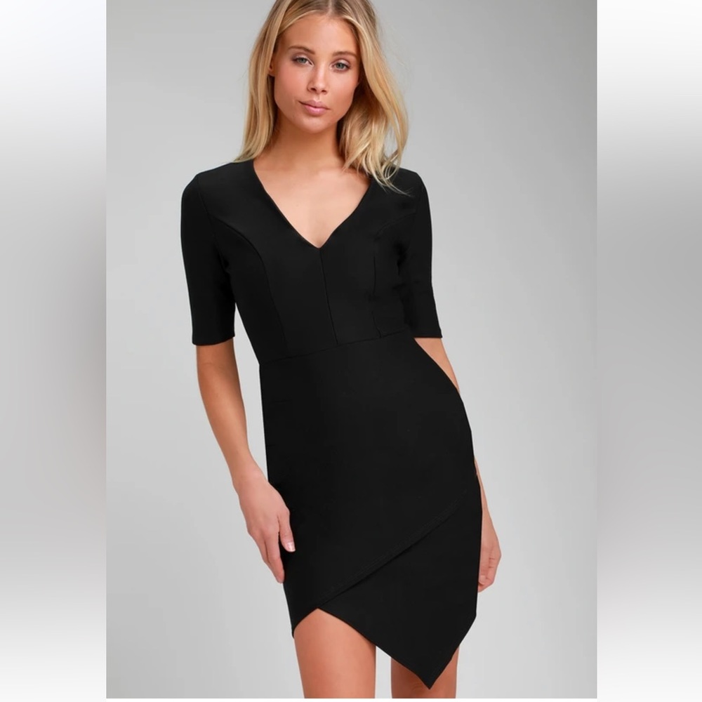 NWT Lulu’s Push the Envelope Black Bodycon Dress